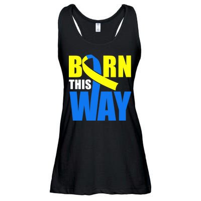 Down Syndrome Born This Way Ribbon Ladies Essential Flowy Tank