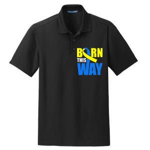 Down Syndrome Born This Way Ribbon Dry Zone Grid Polo