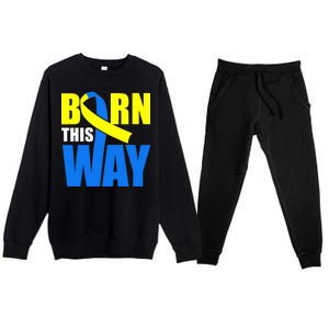 Down Syndrome Born This Way Ribbon Premium Crewneck Sweatsuit Set