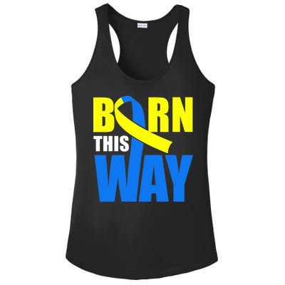 Down Syndrome Born This Way Ribbon Ladies PosiCharge Competitor Racerback Tank