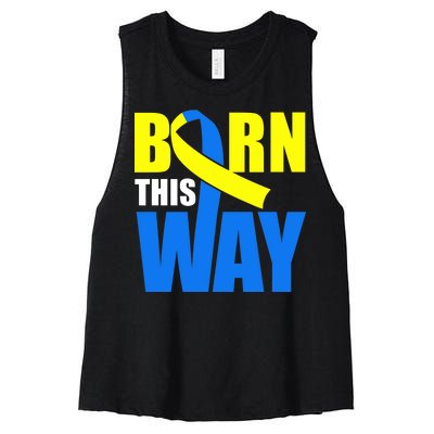 Down Syndrome Born This Way Ribbon Women's Racerback Cropped Tank