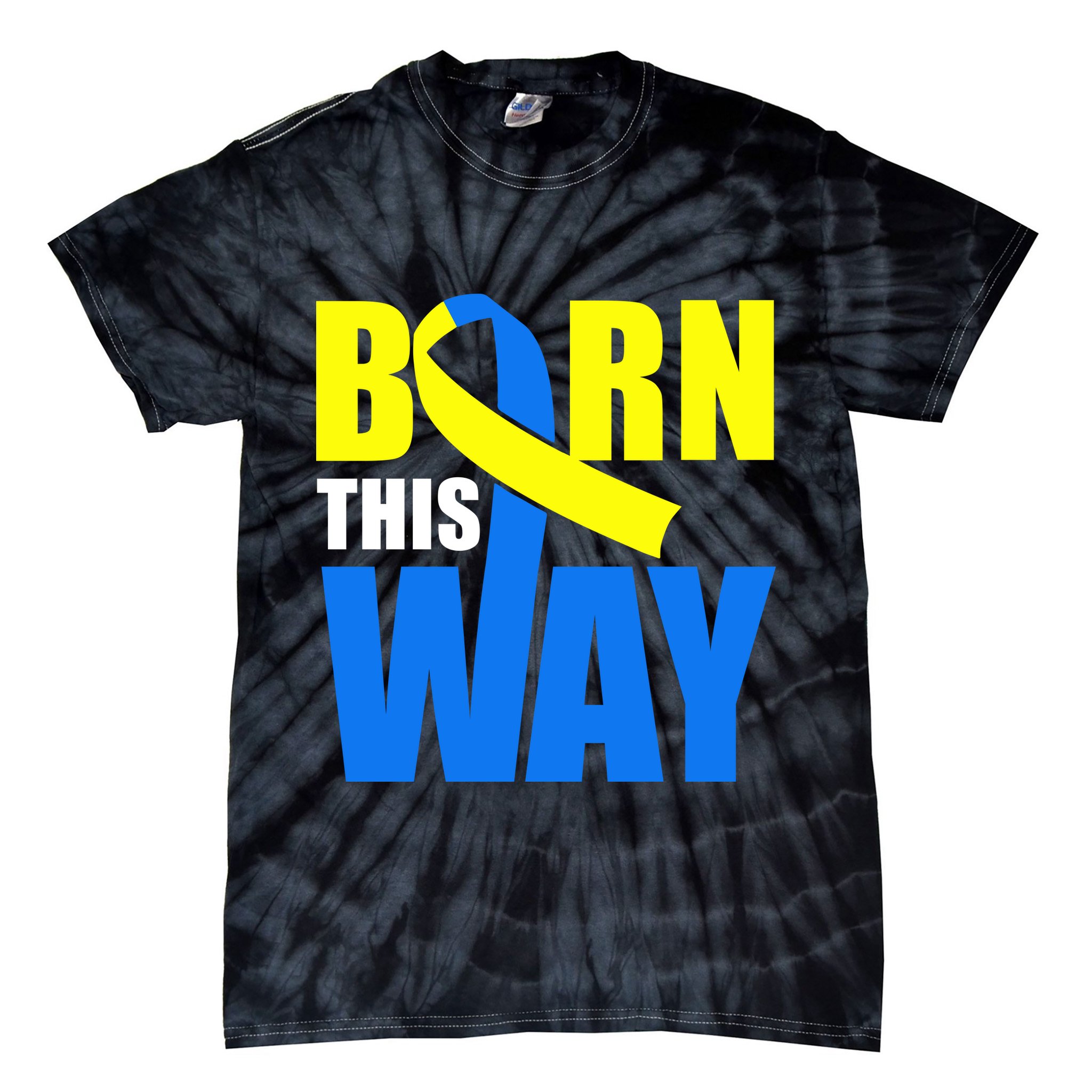 Down Syndrome Born This Way Ribbon Tie-Dye T-Shirt