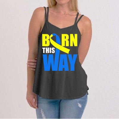 Down Syndrome Born This Way Ribbon Women's Strappy Tank