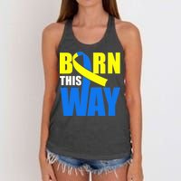 Down Syndrome Born This Way Ribbon Women's Knotted Racerback Tank