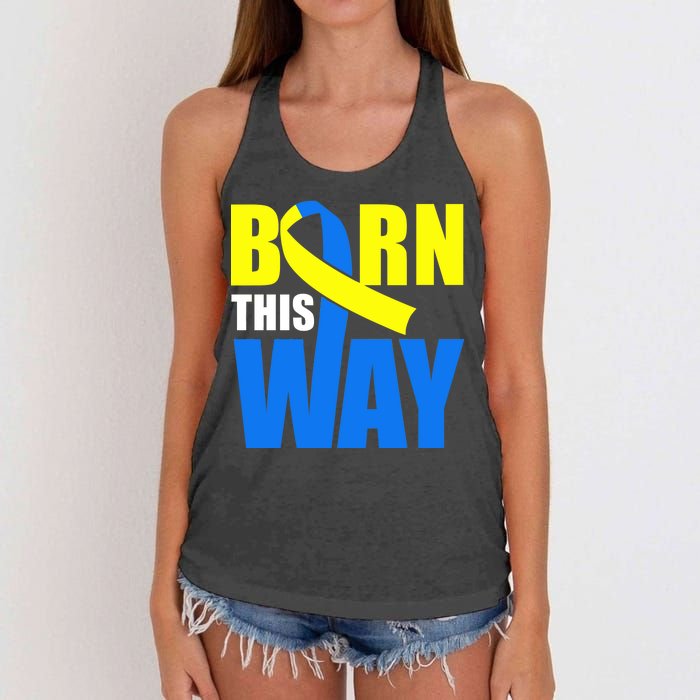 Down Syndrome Born This Way Ribbon Women's Knotted Racerback Tank