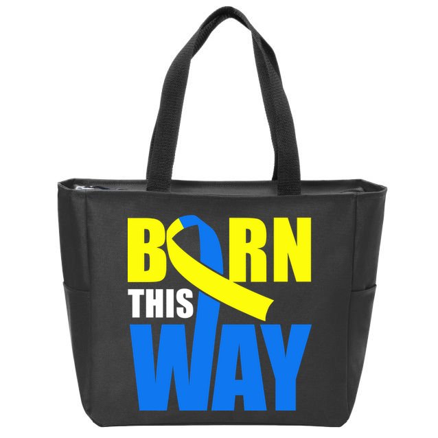 Down Syndrome Born This Way Ribbon Zip Tote Bag