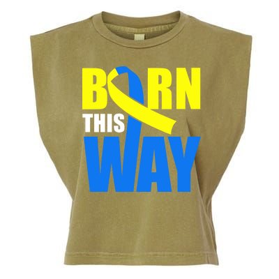 Down Syndrome Born This Way Ribbon Garment-Dyed Women's Muscle Tee