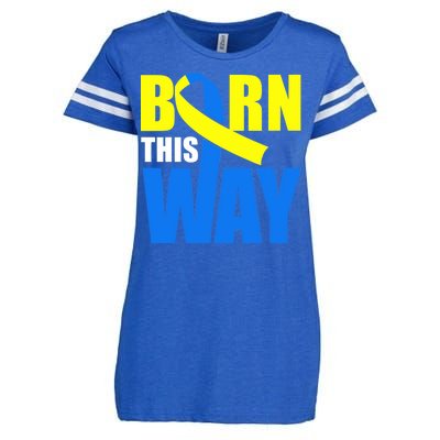 Down Syndrome Born This Way Ribbon Enza Ladies Jersey Football T-Shirt