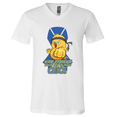 Down Syndrome Chick V-Neck T-Shirt