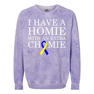 Down Syndrome Homie With An Extra Chomie Colorblast Crewneck Sweatshirt