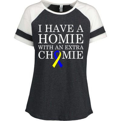 Down Syndrome Homie With An Extra Chomie Enza Ladies Jersey Colorblock Tee