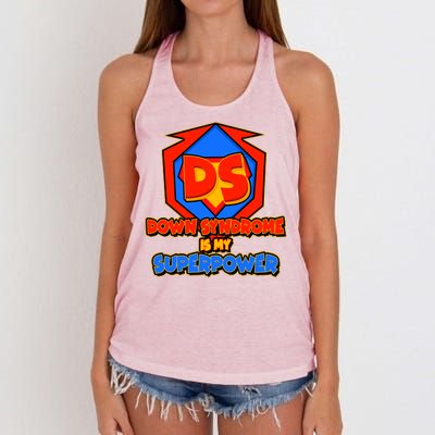 Down Syndrome Is My Superpower Awareness Women's Knotted Racerback Tank