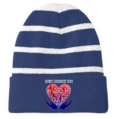 Down Syndrome Mom Striped Beanie with Solid Band