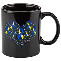 Down Syndrome Ribbon Of Hearts 11oz C Handle Ceramic Mug