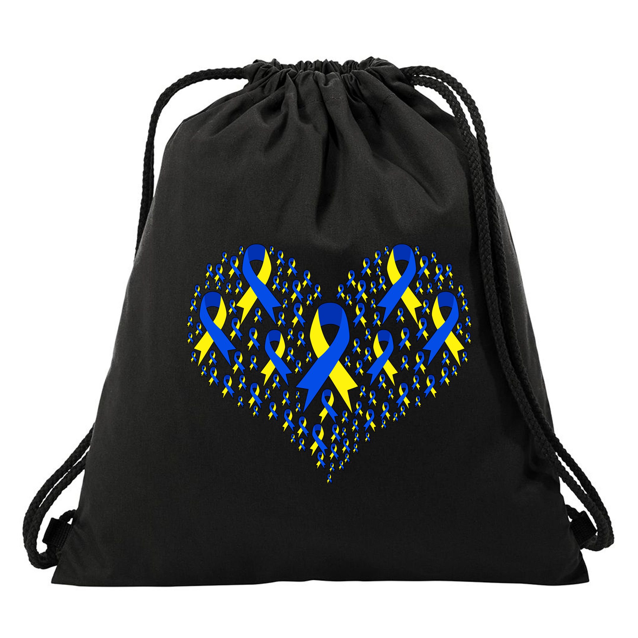 Down Syndrome Ribbon Of Hearts Drawstring Bag