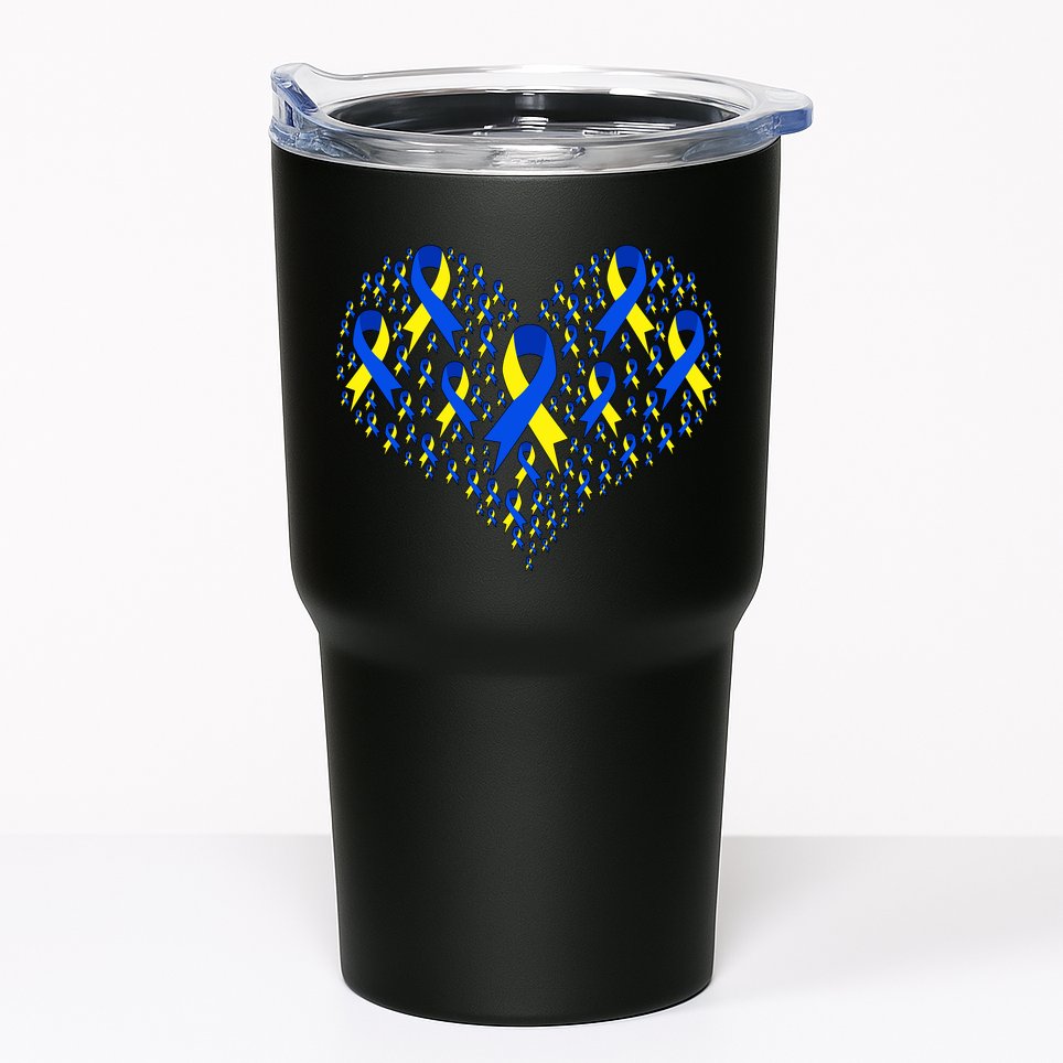 Down Syndrome Ribbon Of Hearts Tumbler
