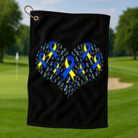 Down Syndrome Ribbon Of Hearts Golf Towel