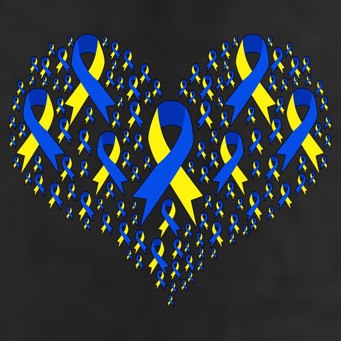 Down Syndrome Ribbon Of Hearts Golf Towel