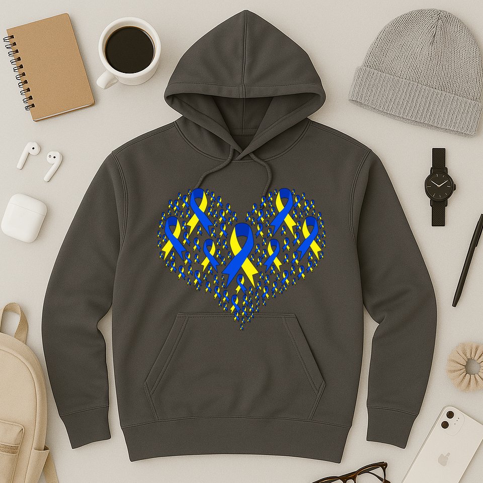 Down Syndrome Ribbon Of Hearts Hoodie