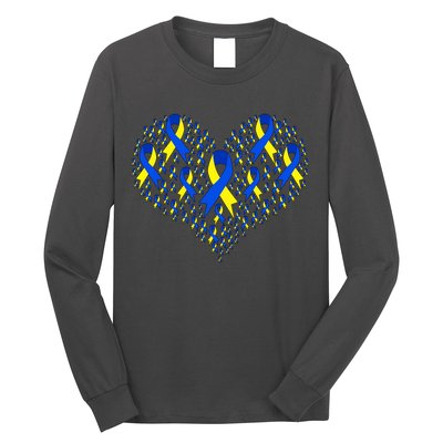 Down Syndrome Ribbon Of Hearts Long Sleeve Shirt