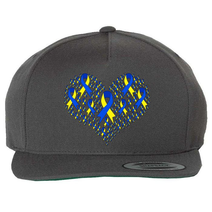 Down Syndrome Ribbon Of Hearts Wool Snapback Cap