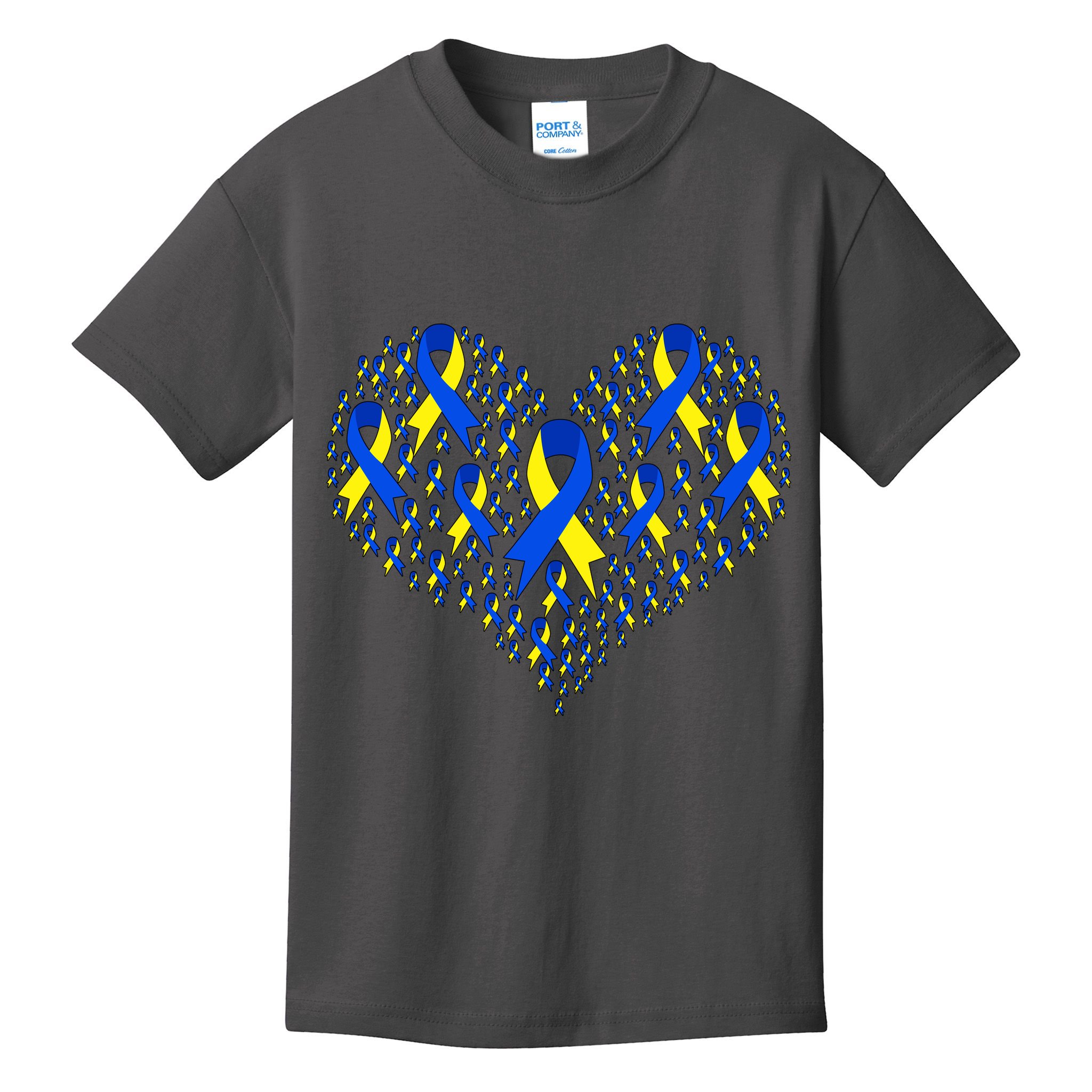 Down Syndrome Ribbon Of Hearts Kids T-Shirt