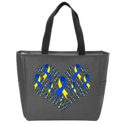 Down Syndrome Ribbon Of Hearts Zip Tote Bag