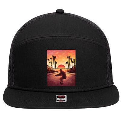 Downhill Sunset Skate 7 Panel Mesh Trucker Snapback Hat