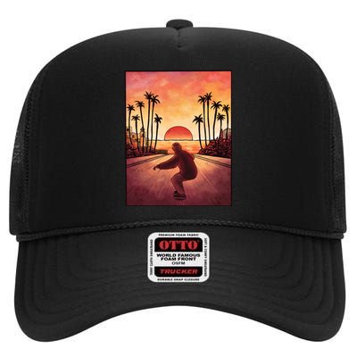 Downhill Sunset Skate High Crown Mesh Back Trucker Hat