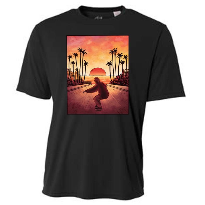 Downhill Sunset Skate Cooling Performance Crew T-Shirt