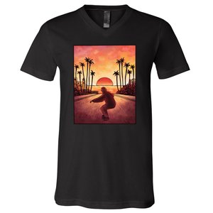 Downhill Sunset Skate V-Neck T-Shirt