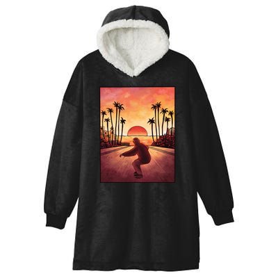 Downhill Sunset Skate Hooded Wearable Blanket