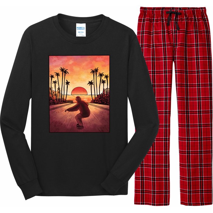 Downhill Sunset Skate Long Sleeve Pajama Set