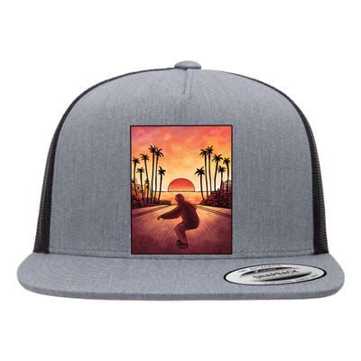 Downhill Sunset Skate Flat Bill Trucker Hat