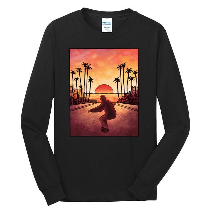 Downhill Sunset Skate Tall Long Sleeve T-Shirt