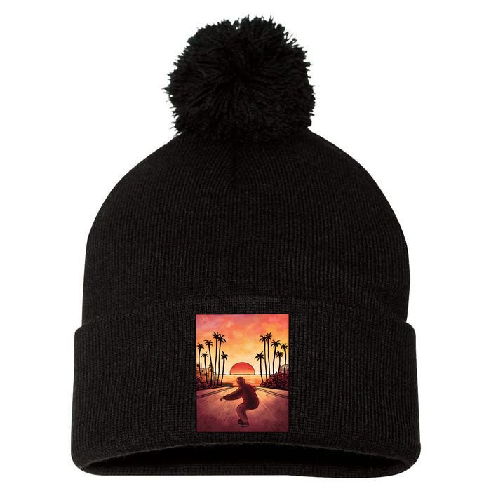 Downhill Sunset Skate Pom Pom 12in Knit Beanie