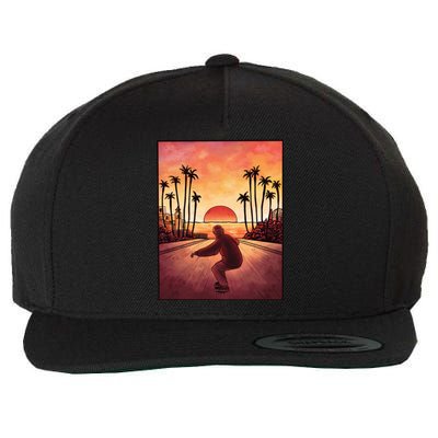 Downhill Sunset Skate Wool Snapback Cap