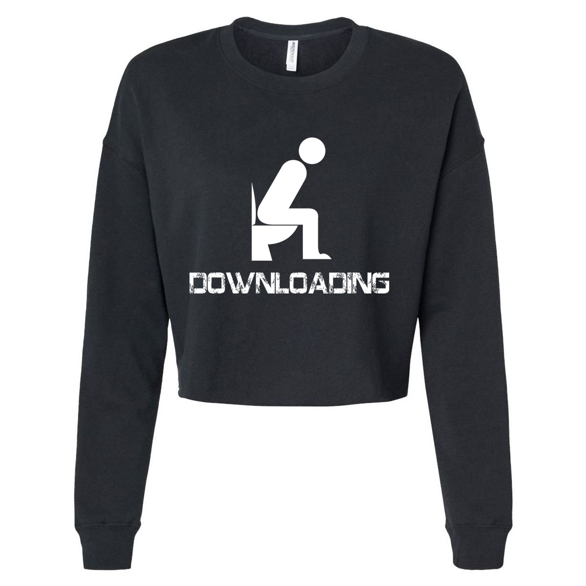 Downloading Poop Toilet Cropped Pullover Crew
