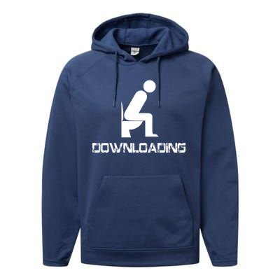 Downloading Poop Toilet Performance Fleece Hoodie