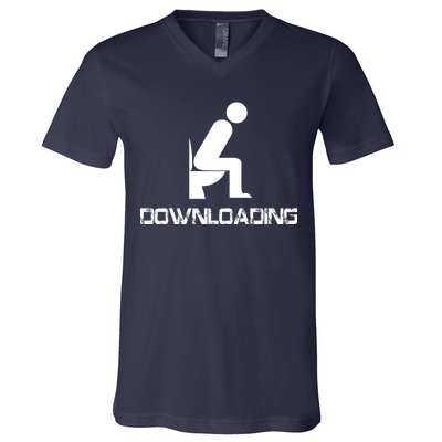 Downloading Poop Toilet V-Neck T-Shirt