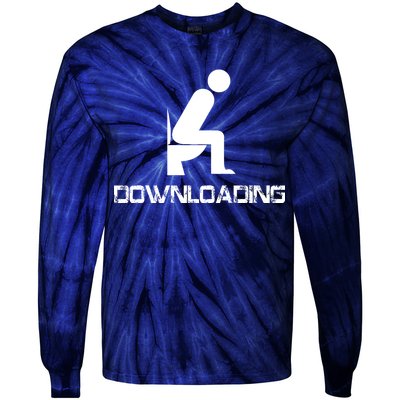 Downloading Poop Toilet Tie-Dye Long Sleeve Shirt