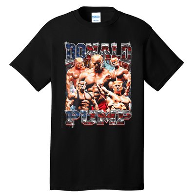 Donald Pump 1 Vs 1 Biden American Flag Swole Trump 2024 Tall T-Shirt