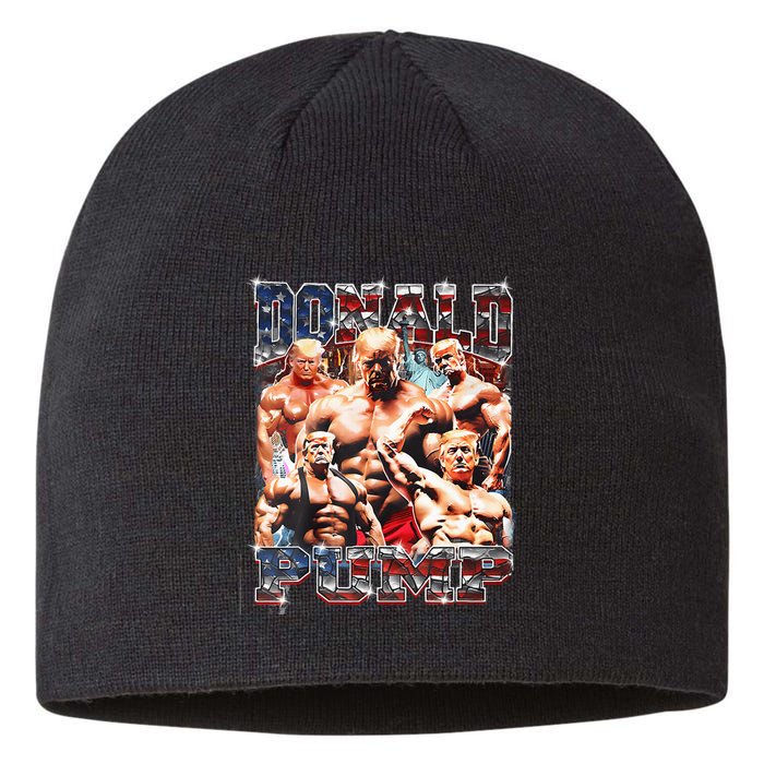 Donald Pump 1 Vs 1 Biden American Flag Swole Trump 2024 Sustainable Beanie