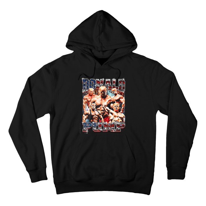 Donald Pump 1 Vs 1 Biden American Flag Swole Trump 2024 Hoodie