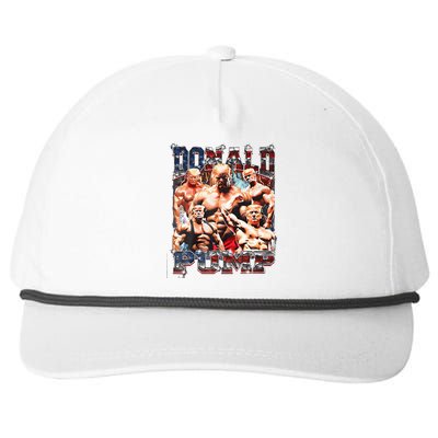 Donald Pump 1 Vs 1 Biden American Flag Swole Trump 2024 Snapback Five-Panel Rope Hat