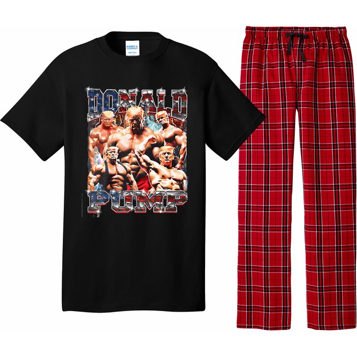 Donald Pump 1 Vs 1 Biden American Flag Swole Trump 2024 Pajama Set