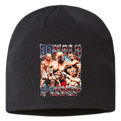 Donald Pump 1 Vs 1 Biden American Flag Swole Trump 2024 Sustainable Beanie