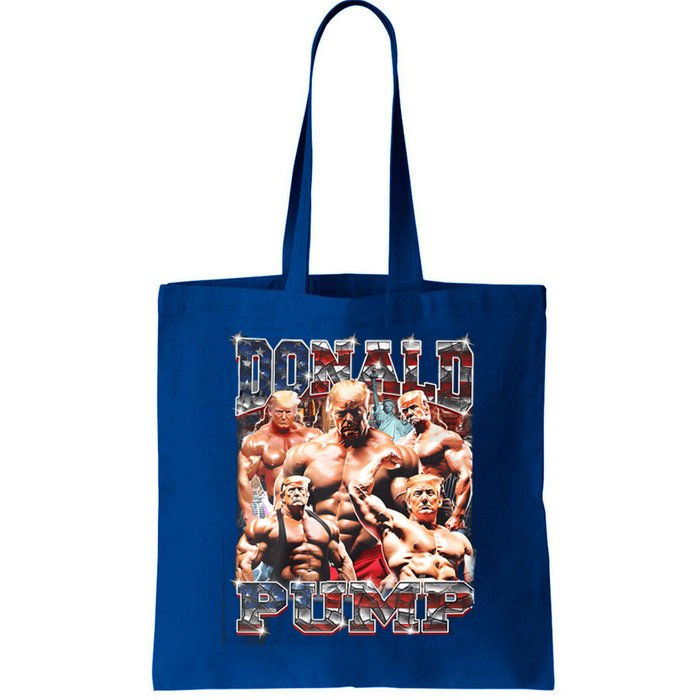 Donald Pump 1 Vs 1 Biden American Flag Swole Trump 2024 Cool Gift Tote Bag