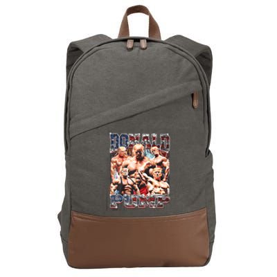 Donald Pump 1 Vs 1 Biden American Flag Swole Trump 2024 Cool Gift Cotton Canvas Backpack