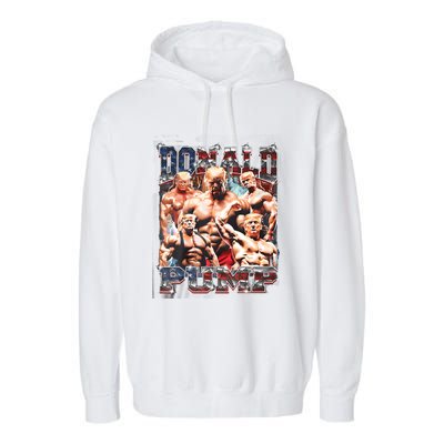 Donald Pump 1 Vs 1 Biden American Flag Swole Trump 2024 Cool Gift Garment-Dyed Fleece Hoodie